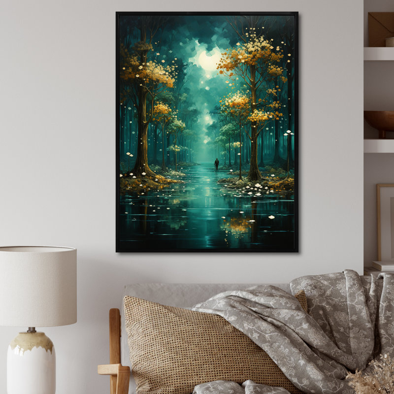 «Solitude In Forest Of Emerald I», impressions sur toile, H 44 po x l 34 po x P 1,5 po, Cadre flottant noir