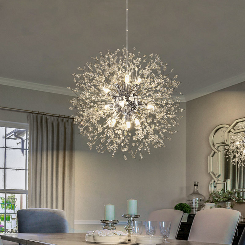 Lustre sphérique spoutnik 9 lumières Lakeyah, Chrome