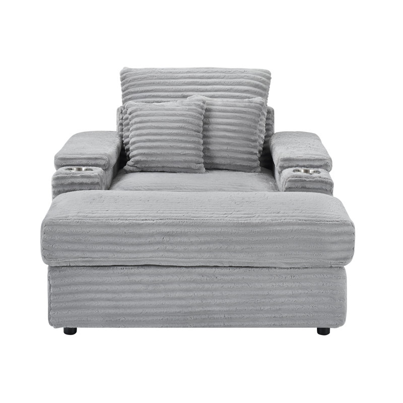 43" Corduroy Upholstered Sofa, Gray Corduroy