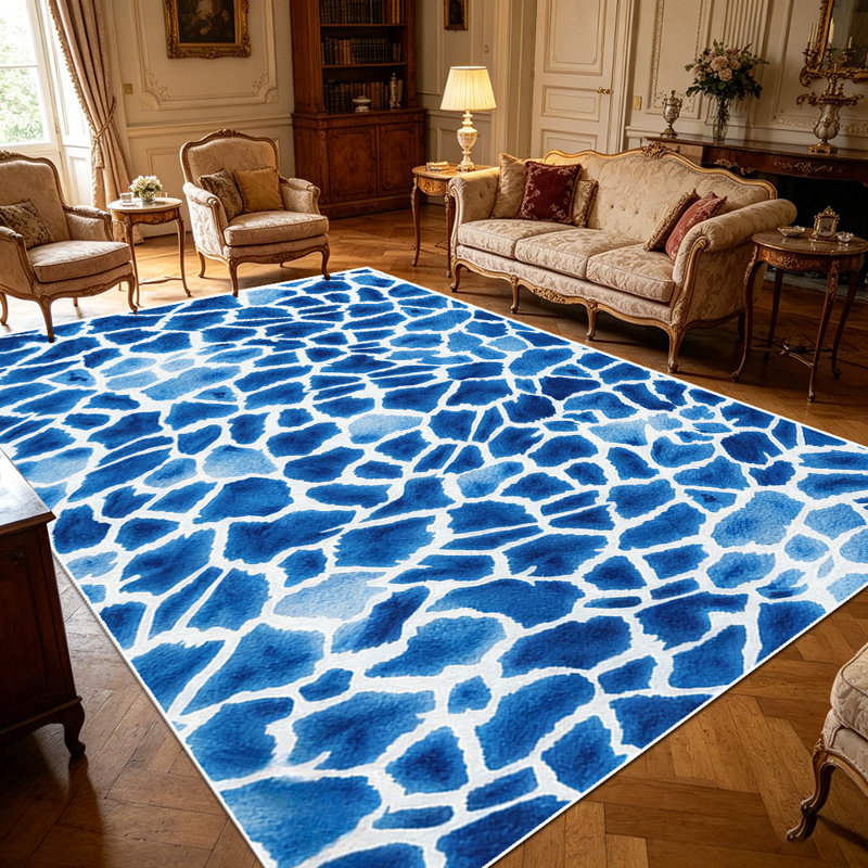 1PC Blue Mosaic Tile Pattern area rugs, Soft and Comfortable, easy-to-maintain, machine washable Indoor floor mat, suitable for living room, bedroom, balcony, patio, front porch, entryway, laundry room, dining area, Home Decor, Outdoor Decor.