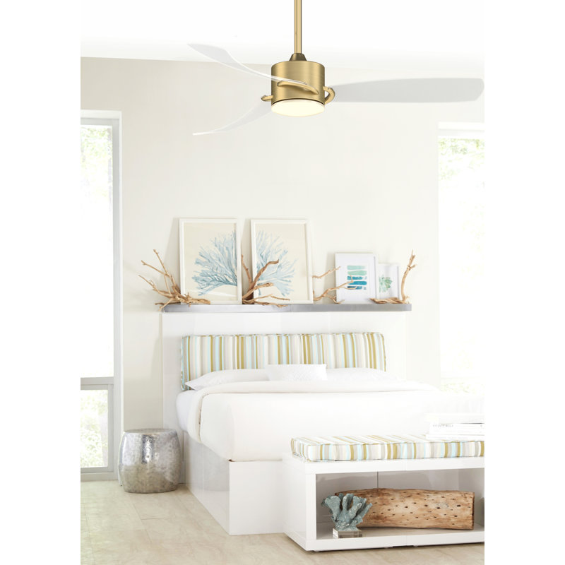 SculptAire 52" Brushed Satin Brass Ceiling Fan with Opal Frosted Light