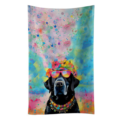 Serviette de cuisine noire Labrador Hippie Dawg