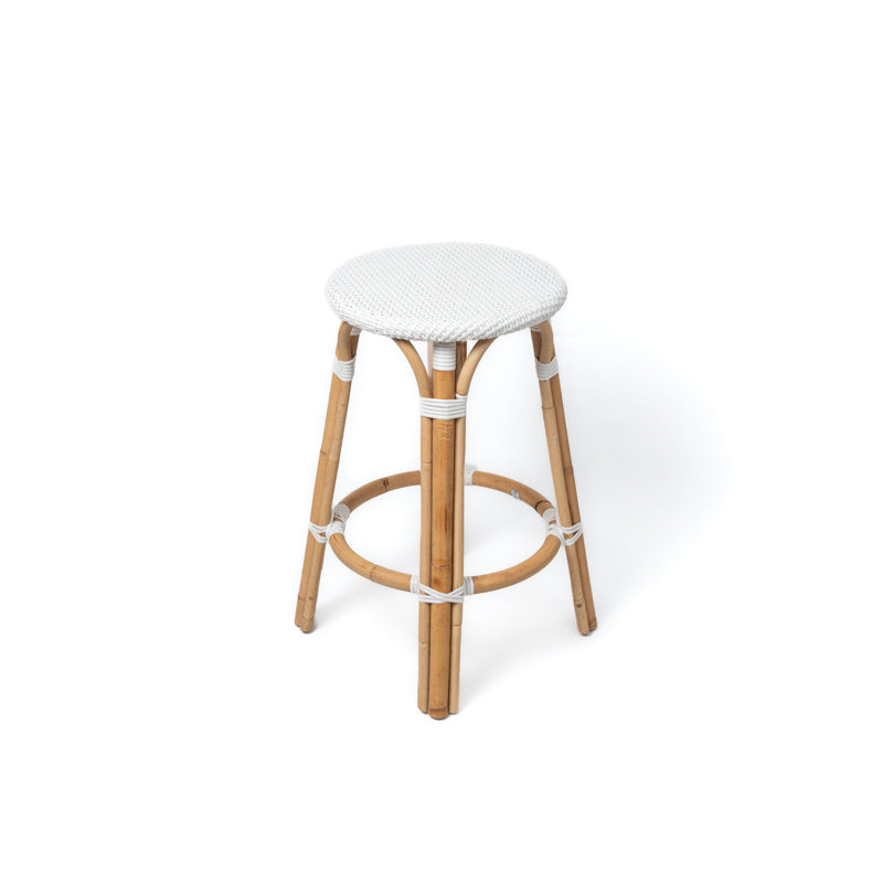 Tabouret de comptoir en rotin Bistro, Blanc