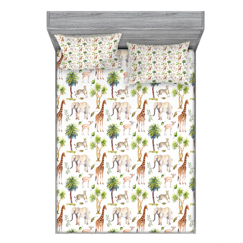 Watercolor Microfiber Patterned Sheet Set, Queen Sheet Set + Fitted Sheet + 2 Pillowcases