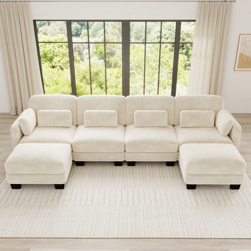 Canapé modulaire modulaire à 4 places Channel, Chenille-beige