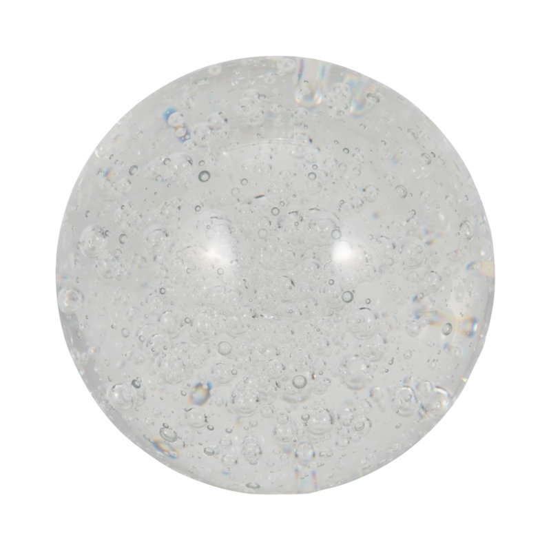 Glass Crystal Decorative Orb with Bubble Accents., 4" H x 4" W x 4" D