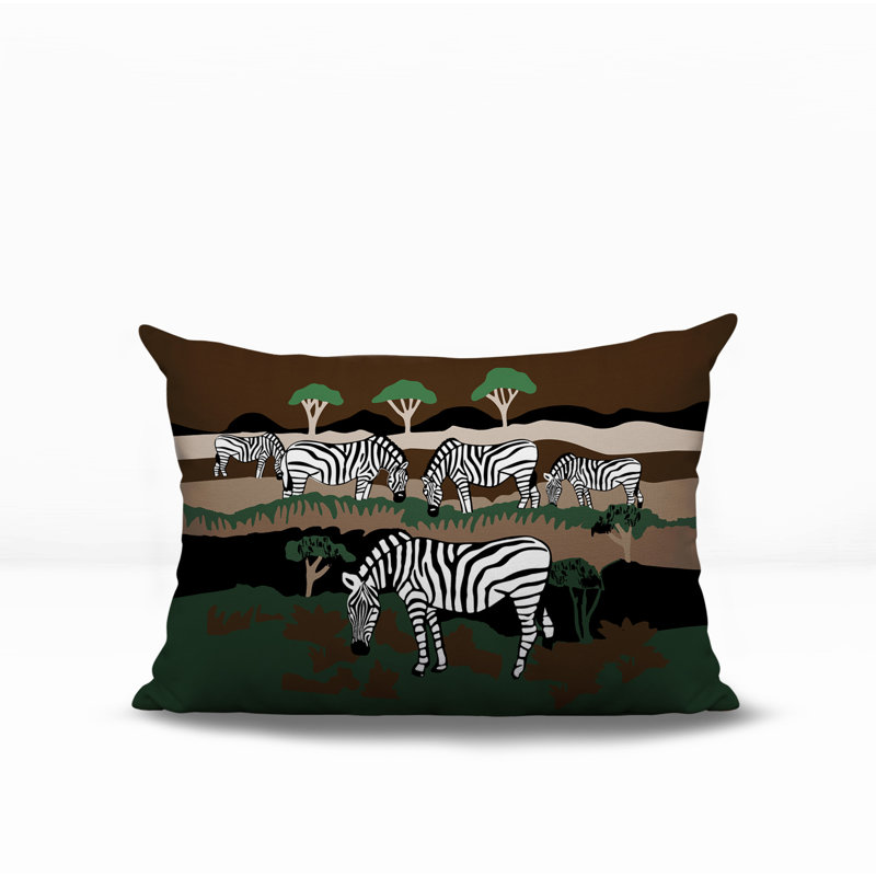 Oreiller rectangulaire réversible intérieur / extérieur Gia Zebra, Beige, H 18 po x l 25 po