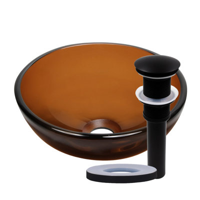 Novatto 12'' Glass Circular Bathroom Sink with Faucet