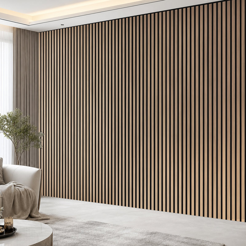 2 pièces de panneaux muraux 16 po x 10 po à aspect bois, panneaux de lattes insonorisées 3D pour décoration murale intérieure (23 pieds carrés / caisse)