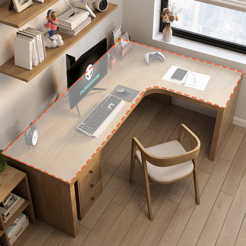 Bureaux rectangulaires en bois massif Burlywood, Retour à droite, H 29,33 po x l 62,6 po x P 39,37 po