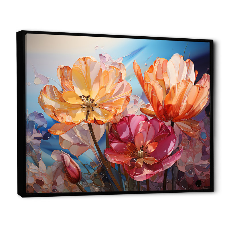 «Glass Tulips», impression sur toile, H 24 po x l 32 po x P 1 po, Cadre flottant noir