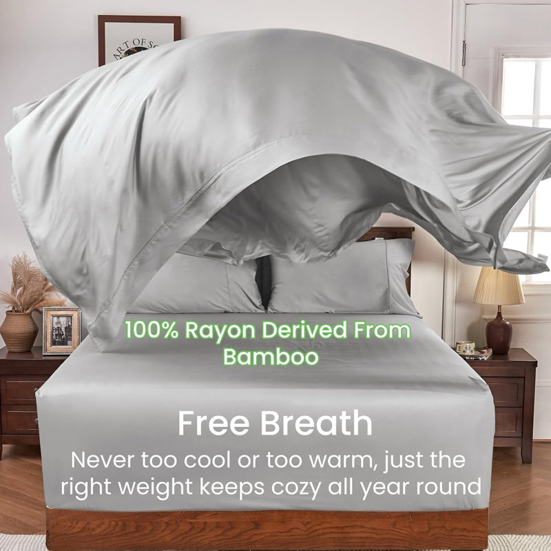Ensemble de draps pour très grand lit en rayonne de bambou 6 pièces, 6 pièces