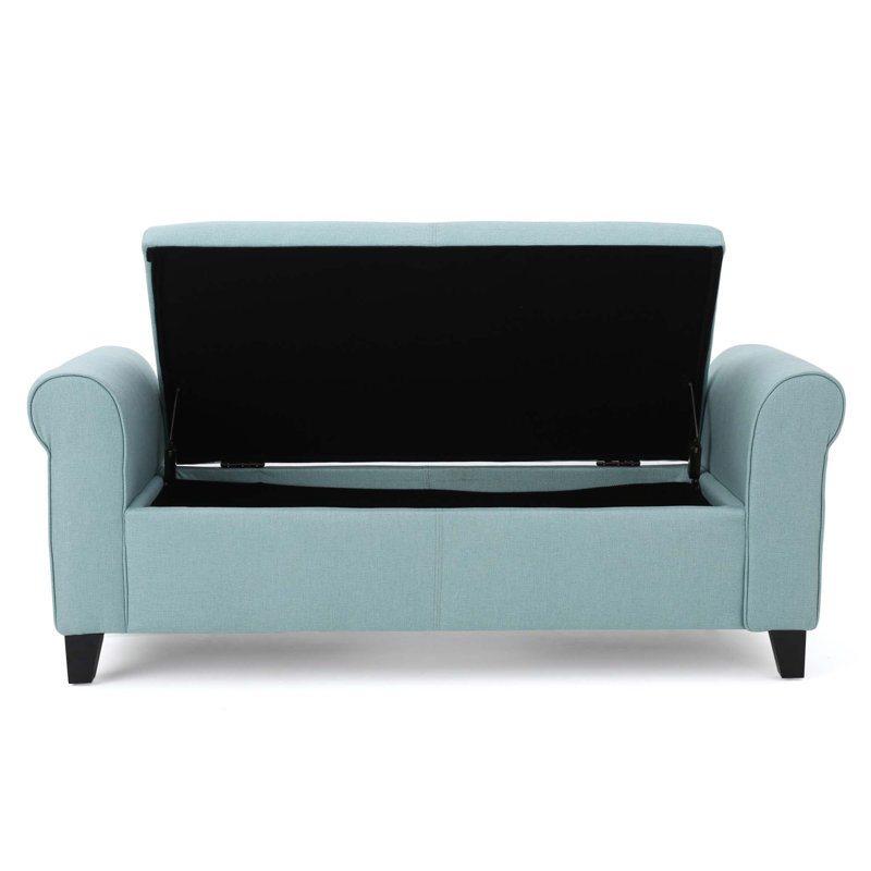 Banc de rangement rembourré Aisyah, Polyester Light Blue