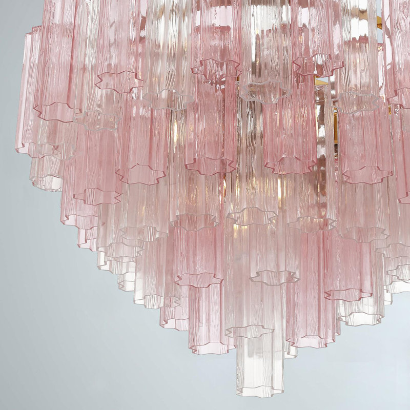 Mexborough 16 Light Chandelier, Pink/Aged Brass