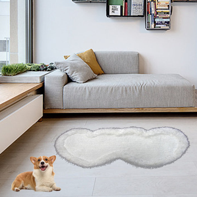 Tapis double en forme de cœur avec touffeté à la main d'une épaisseur de 4 pouces, pour la décoration intérieure, le Nouvel An, Noël, la fête des Mères, le cadeau de la Saint-Valentin (blanc)
