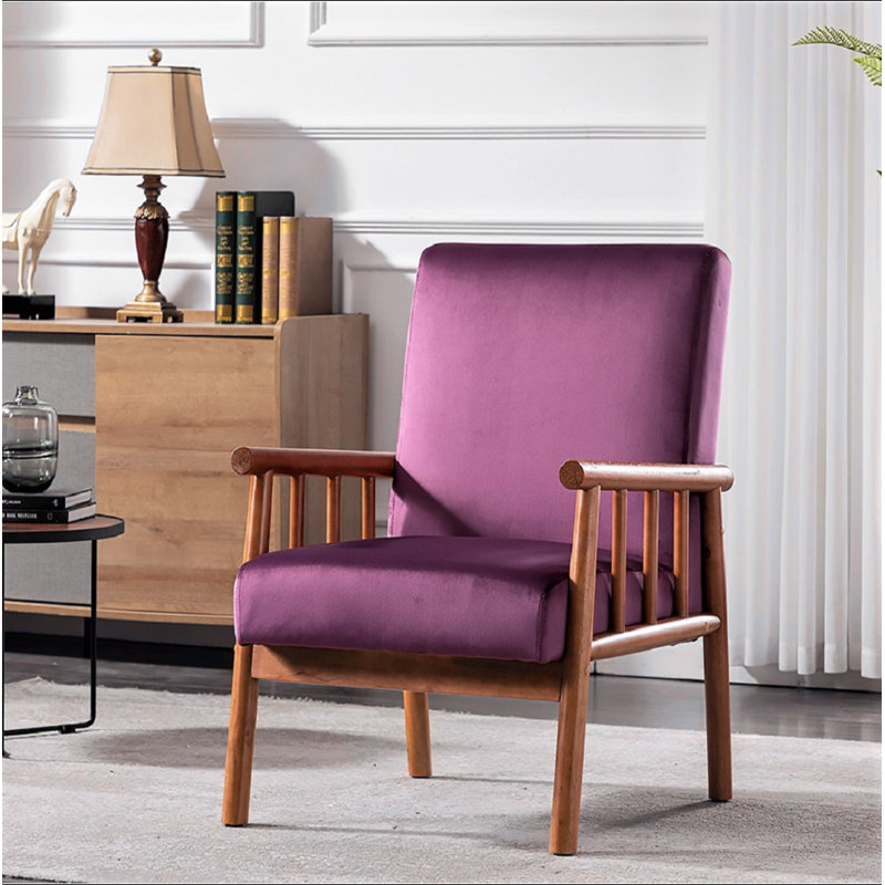 Fauteuil de style moderne Mid-Century de 25 po de largeur, Velours mauve / mauve