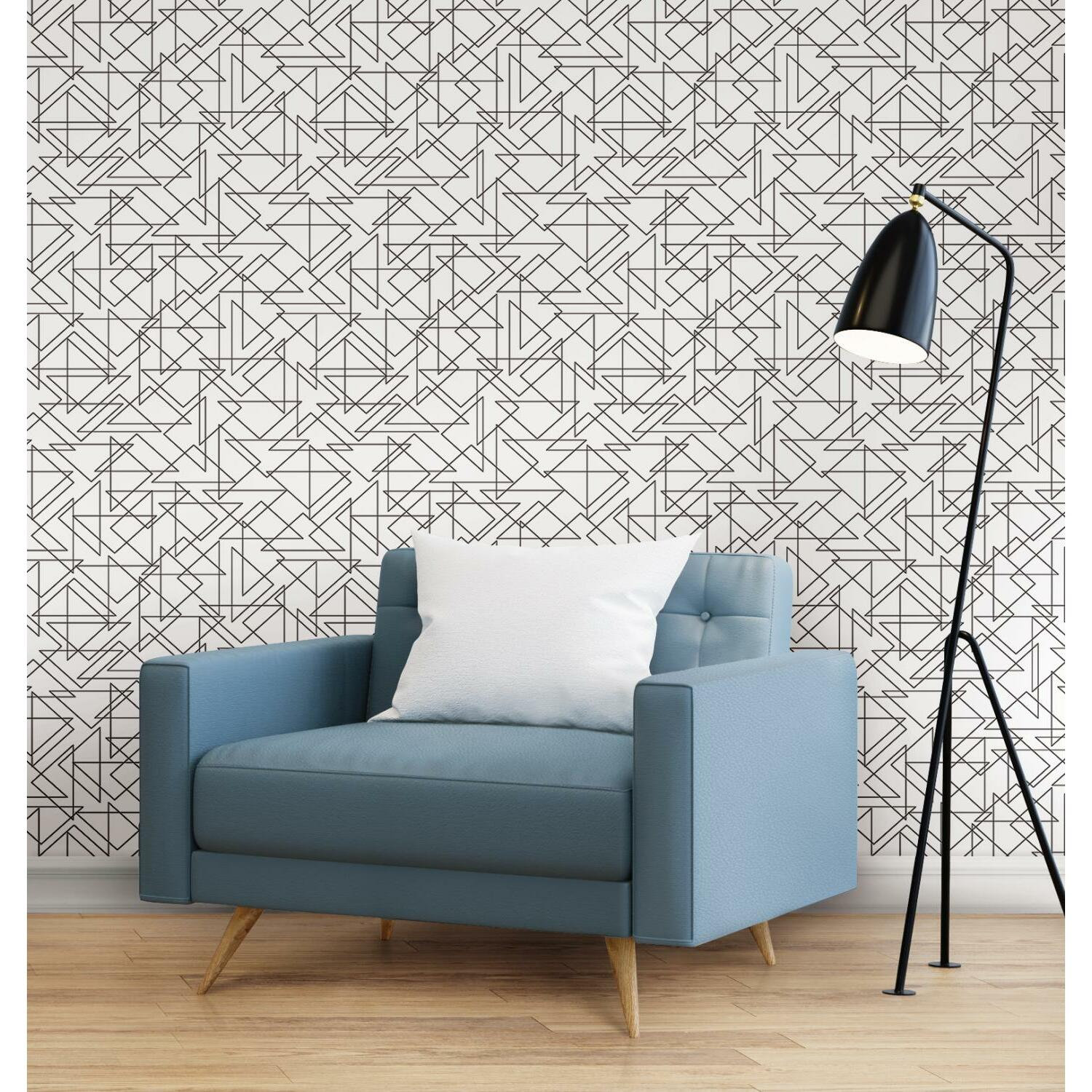 Peel & Stick Geometric Wallpaper, Black/White