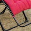 Fauteuil inclinable pliant rouge avec tablette rembourrée et table d'appoint, position zéro gravité, capacité de 120 kg, pour une utilisation intérieure et extérieure.