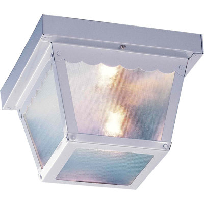 Plafonnier encastré carré 1 lumière blanche l 7,5 po avec verre texturé transparent