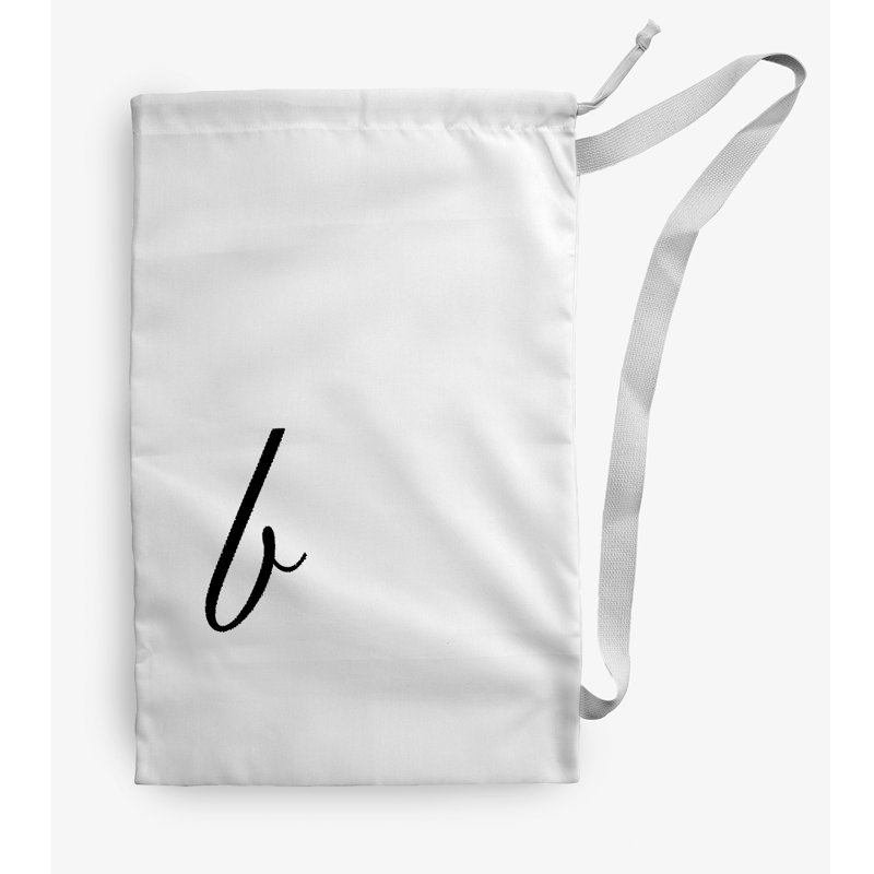 Fabric Laundry Bag with Handles, White/Black, Small (29" H x 18" W)