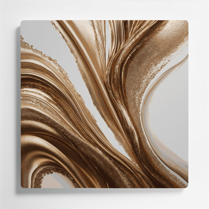 Art mural abstrait en métal beige 97, H 12 po x l 12 po