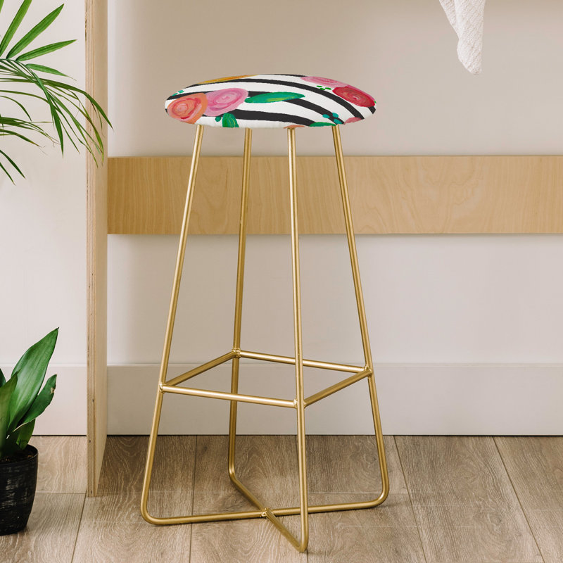 Upholstered Counter Stool with Metal Frame