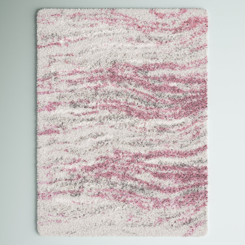 Tapis rose à motif abstrait Agassiz, Rectangle 9 pi x 12 pi