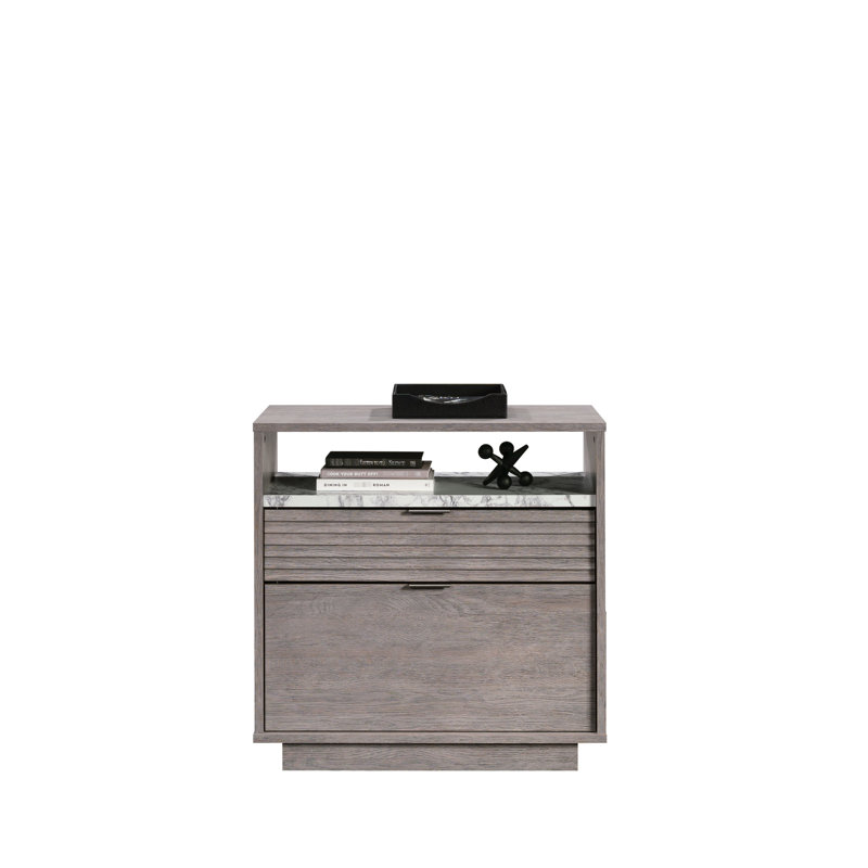 2 classeurs latéraux gris moyen pour le rangement organisé dans le bureau à domicile, le salon ou le bureau, glissières à extension, finition neutre, installation facile, ouverture avec faux marbre, H 29,48 po x l 19,89 po x H 30 po, moyen