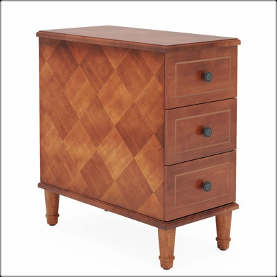 Table de bout étroite en bois massif de 11,81 pouces, table de chevet à 3 tiroirs entièrement assemblée, table de chevet mince et élégante pour les petits espaces, table d'appoint prête à l'emploi pour la chambre à coucher ou le salon