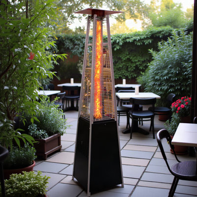 Chauffe-terrasse 48 000 BTU Chauffe-terrasse pour l'extérieur au propane avec roues amovibles, housse de protection, terrasse extérieure, jardin, piscine, résidentiel commercial