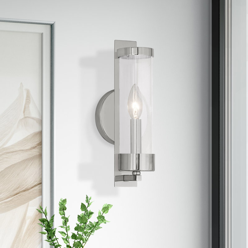 Bernd Steel Candle Wall Light, Polished Nickel