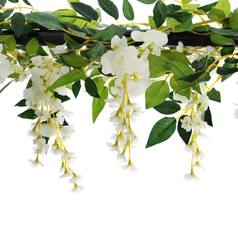 2pcs Lifelike Hanging Wisteria Flowers Garland, White