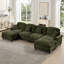Canapé modulaire classique à 4 places modulaire en U avec accoudoirs évasés et volants amovibles, jupes plissées et pieds fuselés, canapé en nuage à assise profonde en chenille avec repose-pieds mobile-1113950459-1113950452