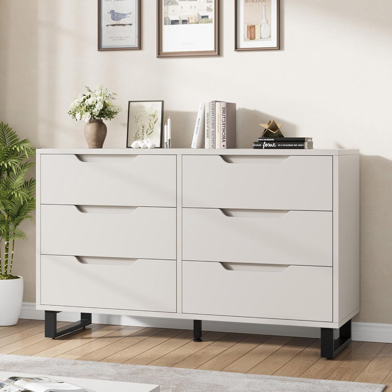 6 commodes pour la chambre à coucher, commode de 47,2 po de largeur, armoire à tiroirs verticale autoportante avec rangement, commode en bois