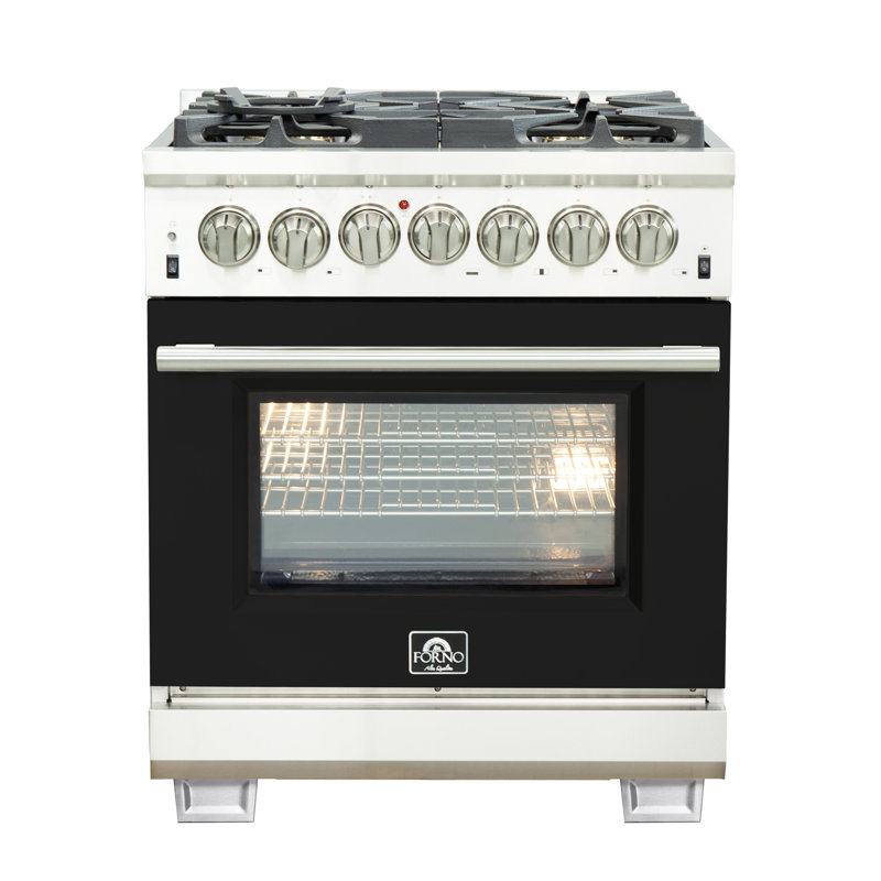 Capriasca - Titanium Professional 30" 4.32 cu. ft. Freestanding Dual Fuel Range with Nightlight, Black