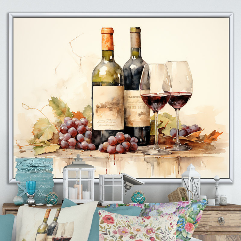 Nebbiolo Nuance sur toile, Cadre flottant blanc, H 30 po x l 40 po x P 1,5 po