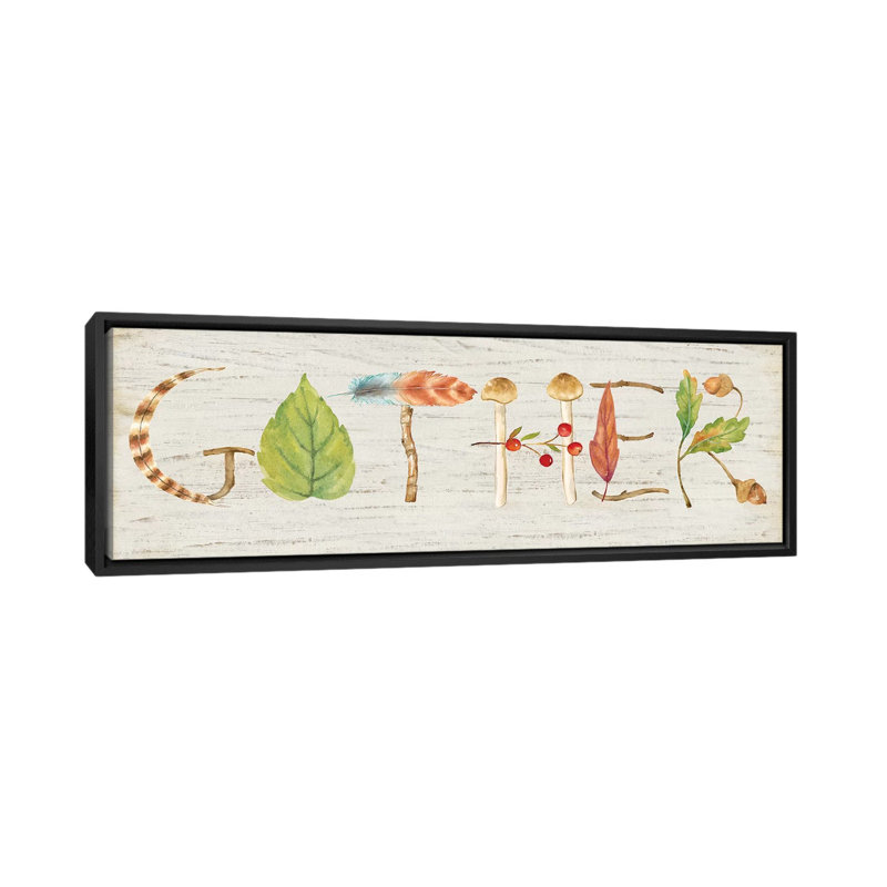 «Gather Wood Sign», impression sur toile, H 16 po x l 48 po x P 1,5 po, Toile avec cadre noir