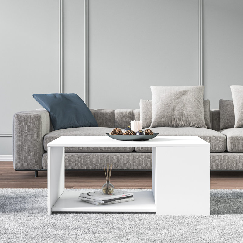 Table basse avec rangement Adalicia, Blanc