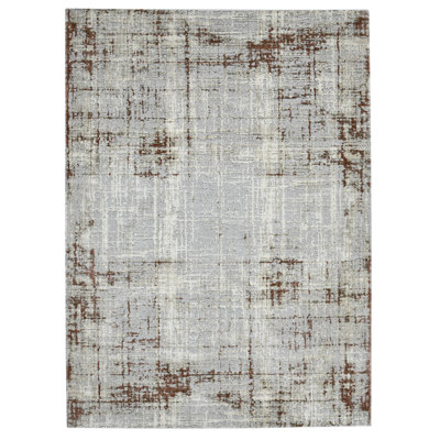Elynna Transitional Abstract Durable Performance Red/Gray Area Rug