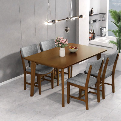 Ensemble de table de salle à manger rustique 5 pièces - Chaises en bois et rembourrées, style maison de campagne compacte