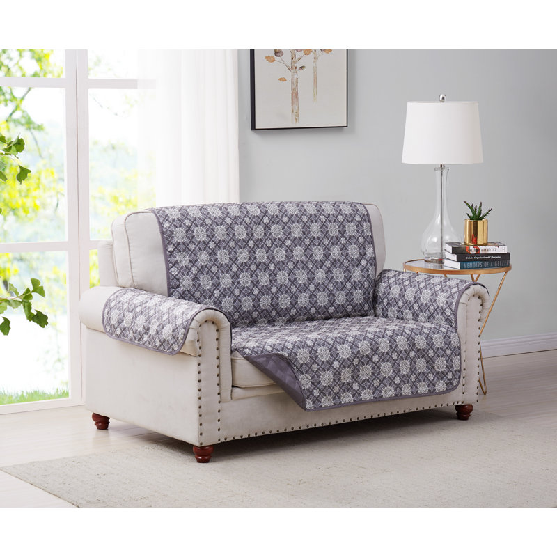 Housse pour causeuse à coussins carrés/rectangulaires, Polyester gris mandala