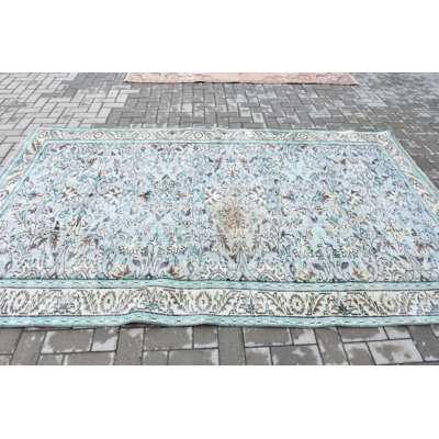Handwoven Vintage Turkish Rug in Traditional Geometric Patterns Perfect for Living Room and Bedroom Decor