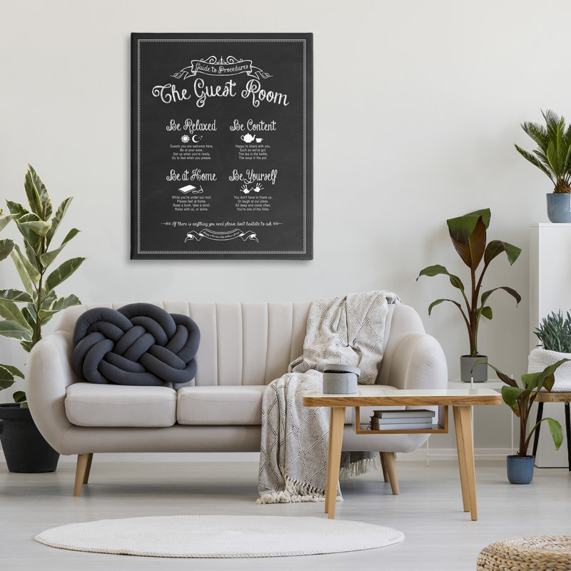 Le guide de chambre d'invités par Lettered and Lined - reproduction d'art textuel sur toile, H 48 po x l 36 po