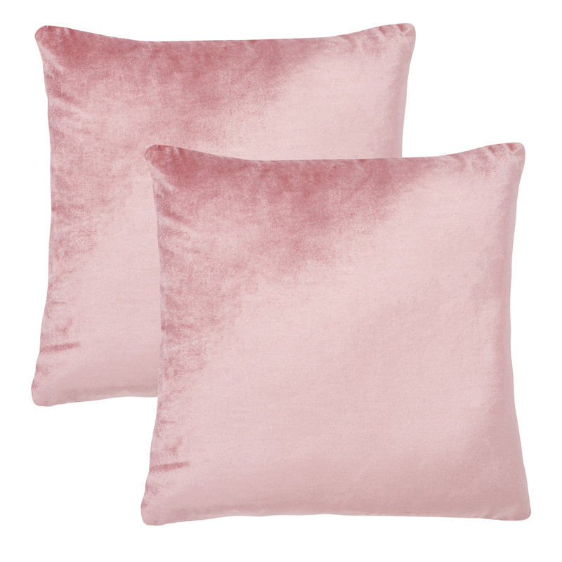 Blush Pink Cotton Blend Square Accent Pillow Set