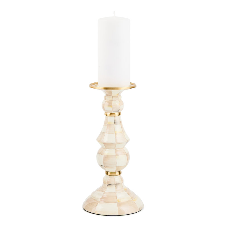 Mocha Check Pillar Candlestick
