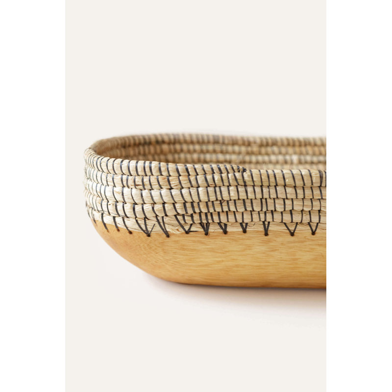 Copabu Wood Raffia Rectangle Tray