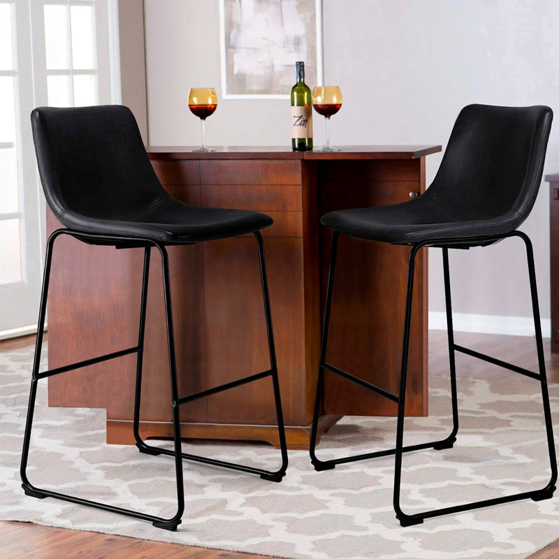 Tabouret de bar et de comptoir Julienn, Noir, Tabouret de comptoir (hauteur d'assise de 25,5 po)