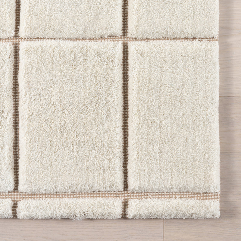  Tapis en laine Em à carreaux de Nouvelle-Zélande, Rectangle 8 pi 6 po x 11 pi 6 po