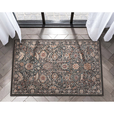 Ervin Liana Vintage Oriental Charcoal Grey Flat-Weave Rug