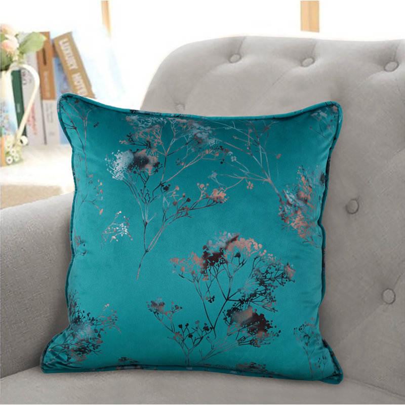 Cooksville Floral Square Cushion, Teal